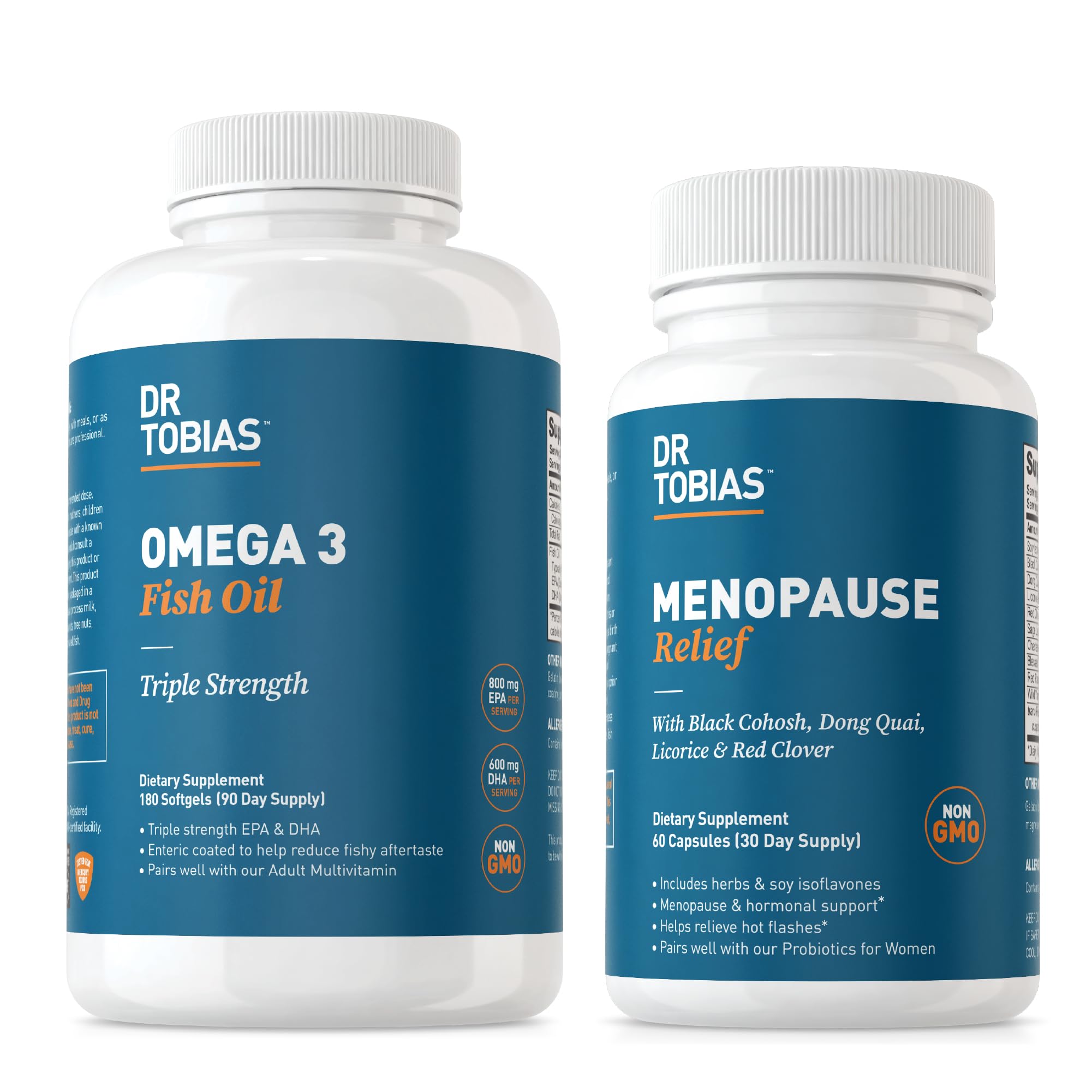 Dr. Tobias Omega 3 Fish Oil and Menopause Relief for Women, Endocrine Support with Essential Omega 3s, Hot Flashes and Night Sweats Supplements, Non-GMO : Health & Household