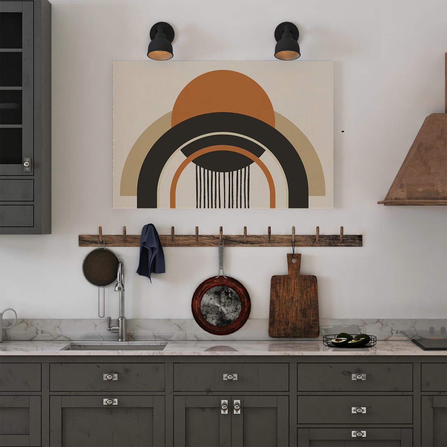 Artaza Tableau Décoration Murale Abstrait Moderne - 60x40 cm - Peinture Terracotta - Deco Murale Formes Géométriques - Impression Sur Toile Salon