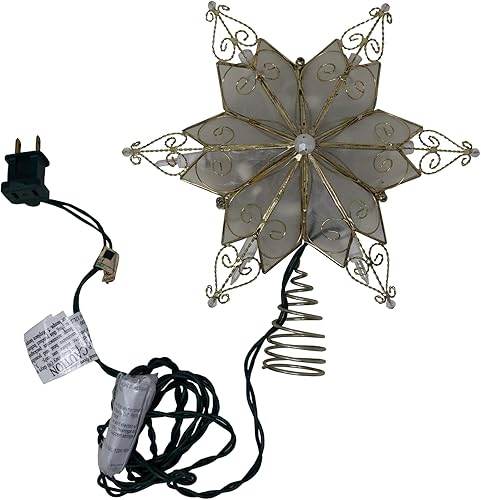 Kurt Adler UL3131 - Capiz Star Treetop (10 luces, 6 puntos)