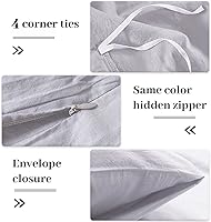 Vista 202 de NEXHOME PRO Funda de edredón Twin XL 100% algodón lavado, transpirable, duradera, texturizada, similar al lino, juego de ropa de cama para el hogar