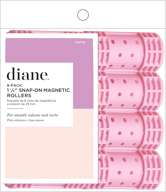 Snap-On Magnetic Rollers Pack of 8 Hair Curlers for Women and Girls, Small, Diameter, Pink, D4719, 8 Count (Pack of 1)