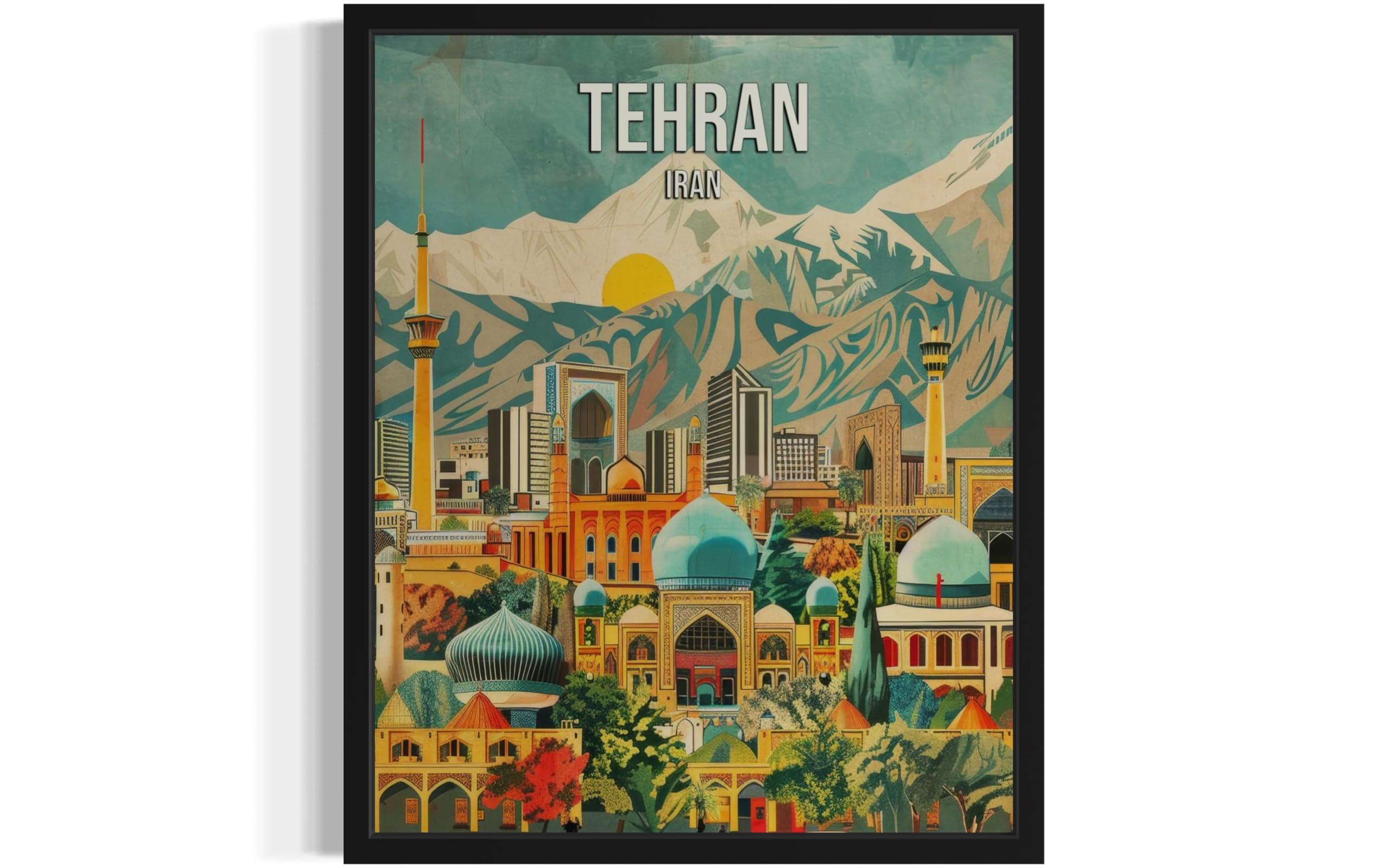 City Wall Art Poster Print, Asian Landscape Scenery Painting Artwork Travel Prints Decor Cityscape Landmarks Gallery 26 (Tehran Iran, 16 x 20 inches,