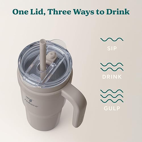 Miniatura 5 de Reduce OG Lilac Bud - Vaso de viaje de acero inoxidable aislado al vacío con tapa para beber y pajilla, mantiene las bebidas frías hasta 24 horas, a