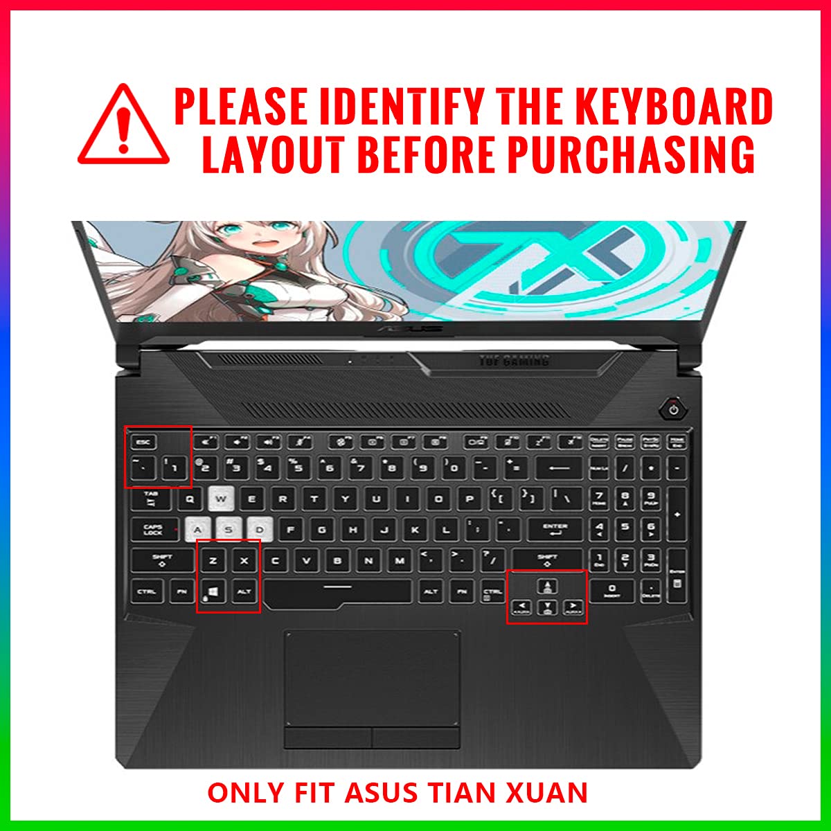 WYGCH Keyboard Cover for ASUS Tianxuan 15.6 inch/Tianxuan Plus 17.3 inch for ASUS Flying Fortress 8 FA506 Gaming Laptop USA Version(Candy Blue)
