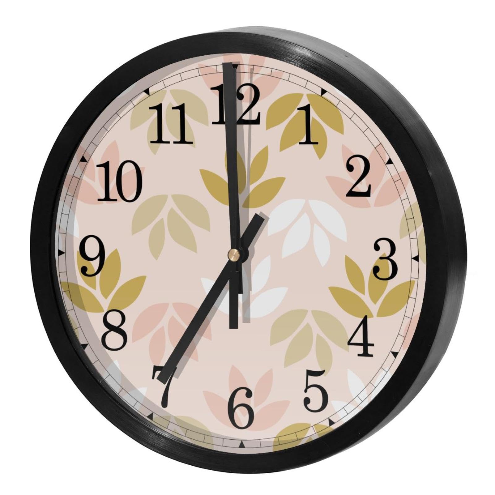 Horloge murale ronde pour cuisine et bureau au design feuilles colorées