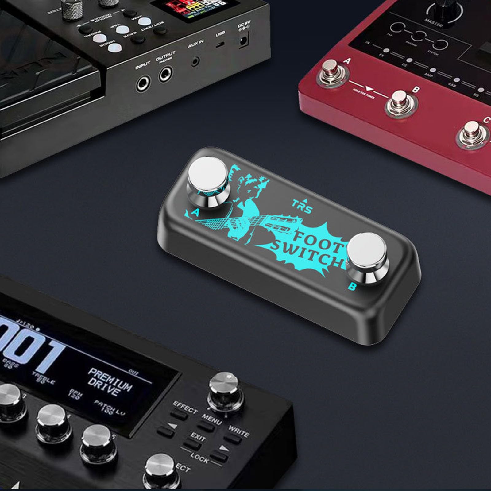 Precisions Control - Pedal de doble pie para pedal de pedal de pedal de pedal de interruptor instantáneo, tablero para pedal de efecto de guitarra