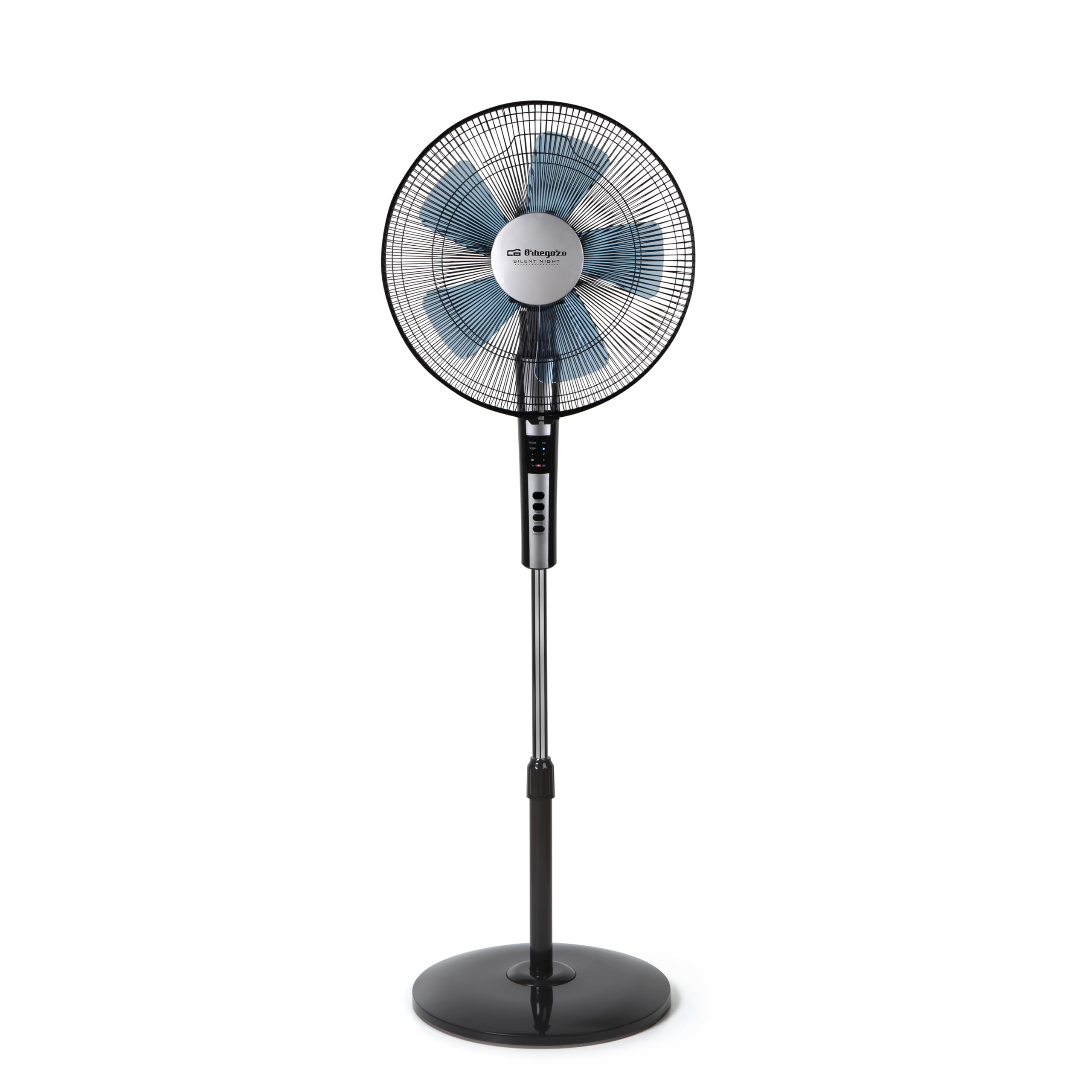 Orbegozo SF 0640, Ventilador Silencioso De Pie Con Mando A Distancia, Oscilante, Cabezal inclinable, Temporizador, 2 Velocidades + Turbo + Silent, 65 W Negro