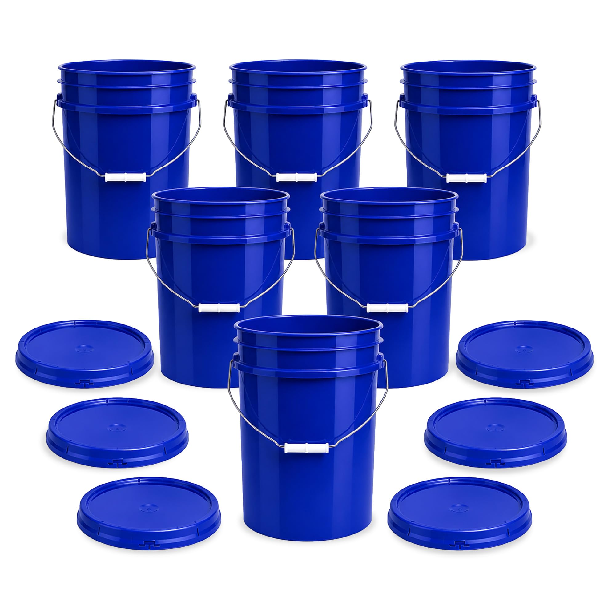 ePackageSupply 5 Gallon Bucket - Food Grade w/Lid BPA-Free,6 Pack - Blue