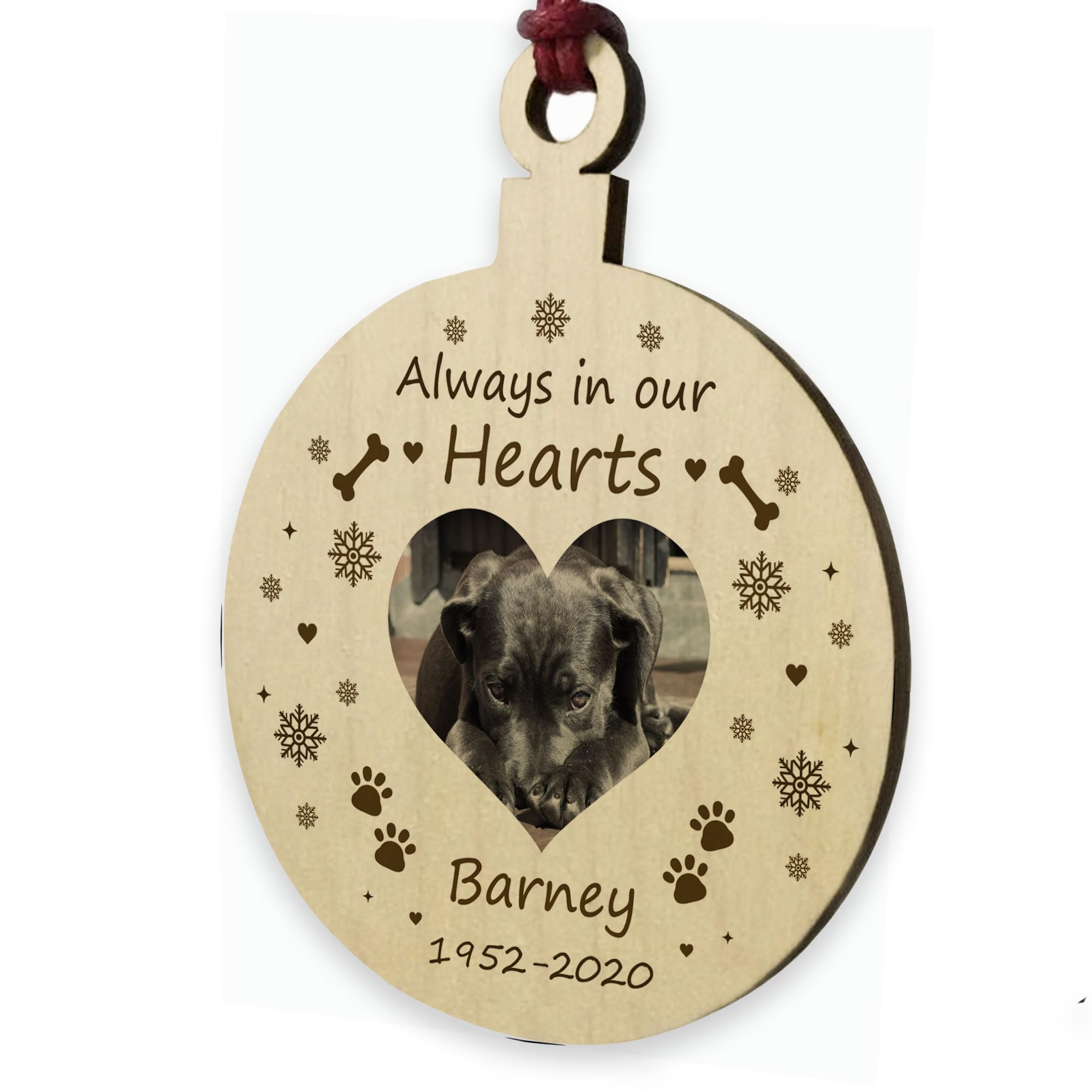 Red Ocean Always In Our Hearts PERSONALISED Pet Memorial Hanging Bauble Christmas Decoration Hanging Tree Dog Cat Memorial Decor