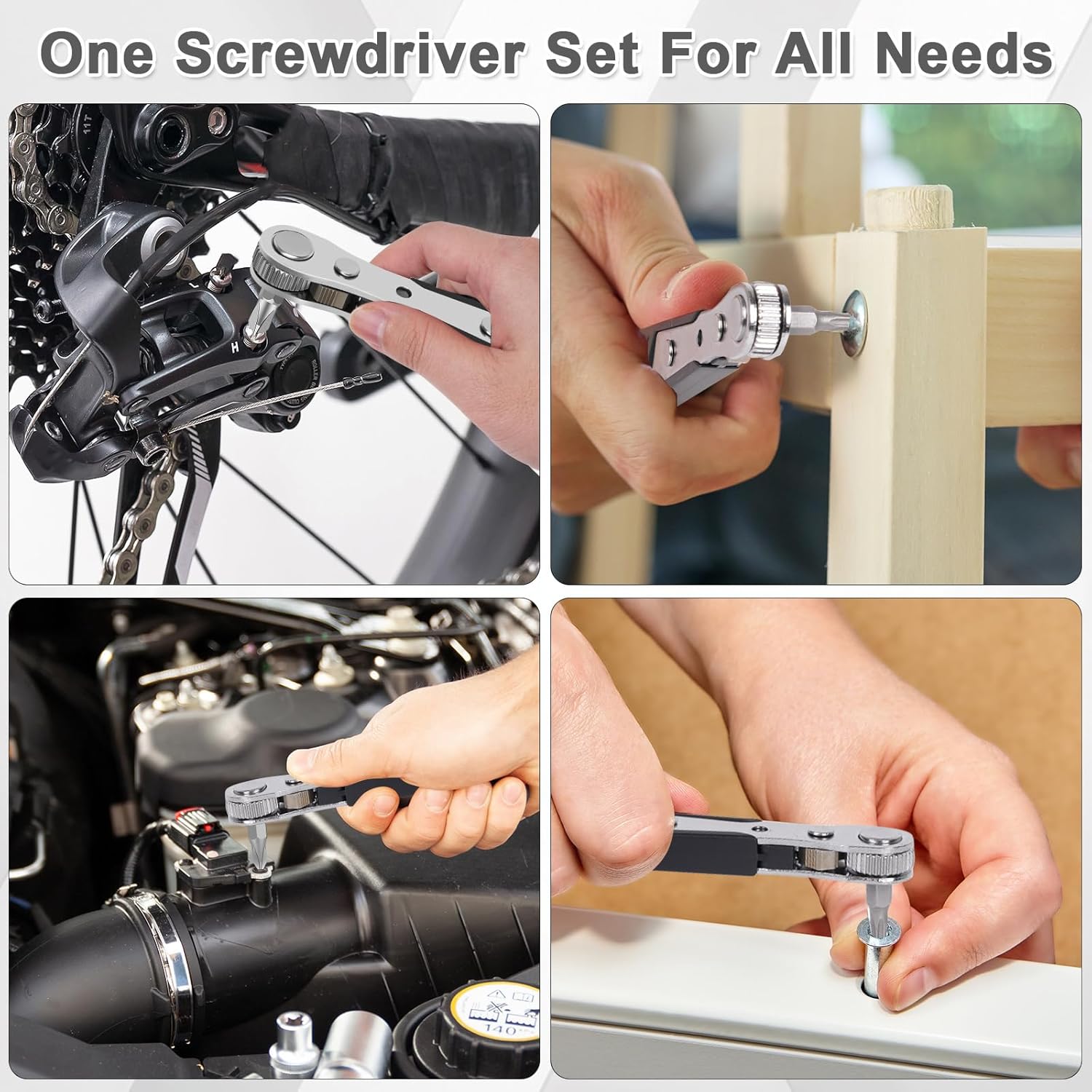 10-In-1 Angled Ratchet Screwdriver Set，90 Degree Right Angle, Angled and Offset Screwdrivers for Tight Spaces. Practical, Multifunctional, Professional Mini Ratchet Set