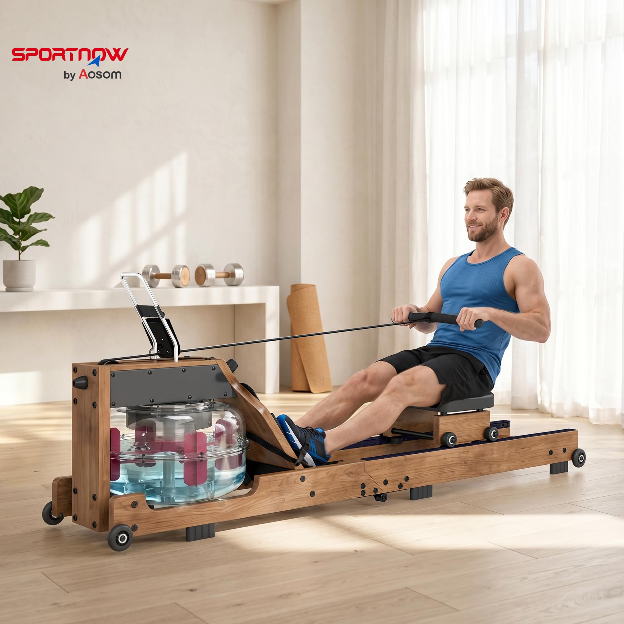 SPORTNOW Vogatore ad acqua pieghevole Bluetooth App 158kg
