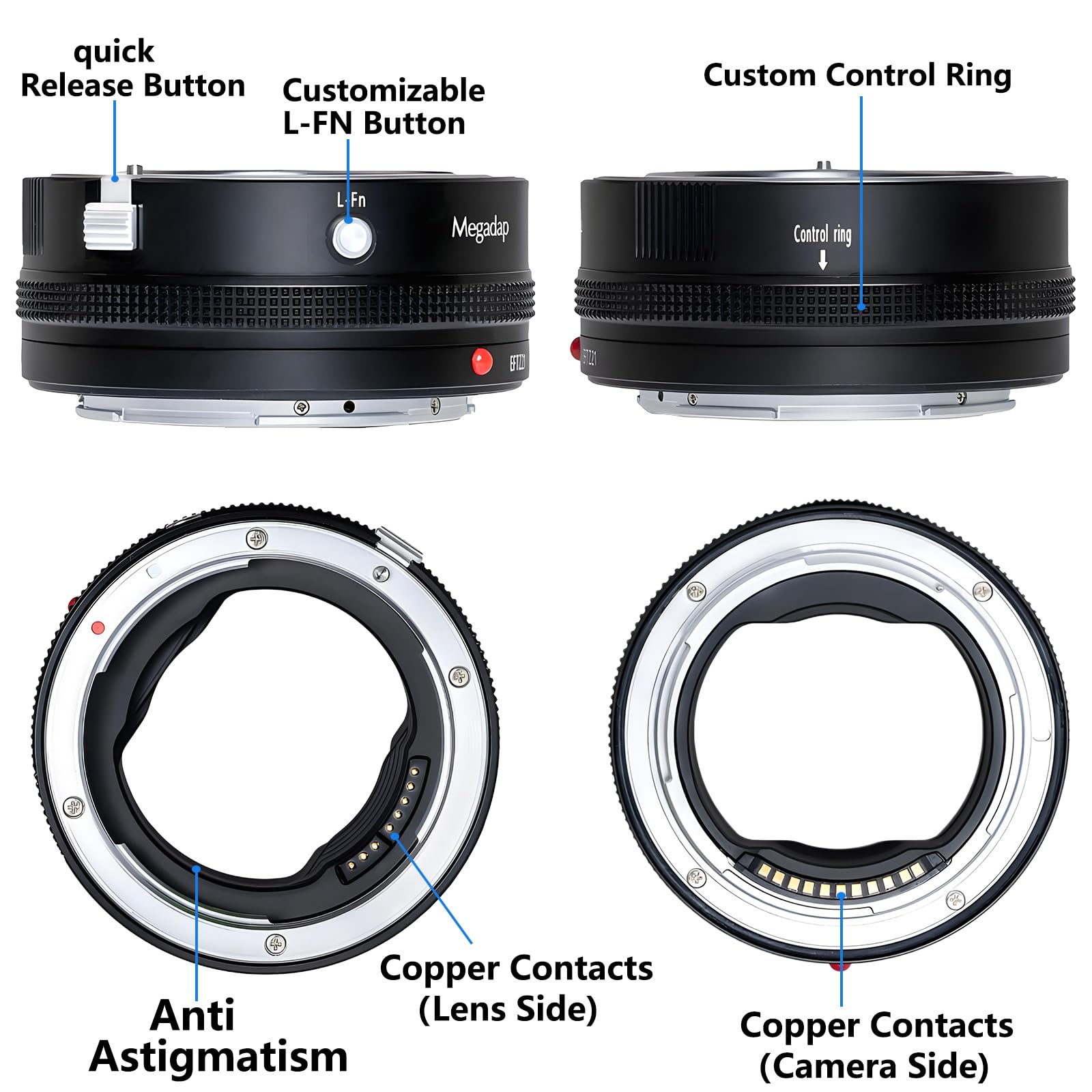 Megadap EFTZ21 Autofokus-Objektiv-Adapter mit integrierter elektronischer Blende – Kompatibel mit Nikon Z-Kameras ZR/Zf/Z6III/Z9/Z8/Z7/Z6 & für Canon/Sigma/Tamron EF-Serie-Objektive