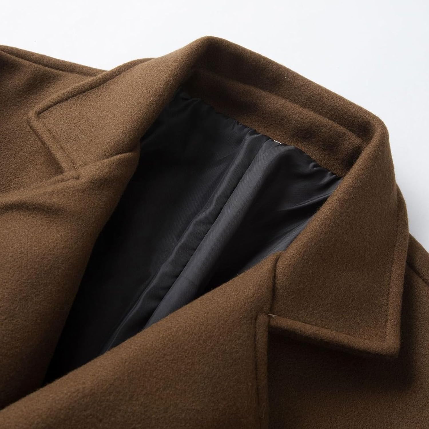 Overcoat Trench Coat Men Double Breasted Warm Woolen Cloth Jacket Long Coat Thickened Notch Lapel Outdoor Trench Coat