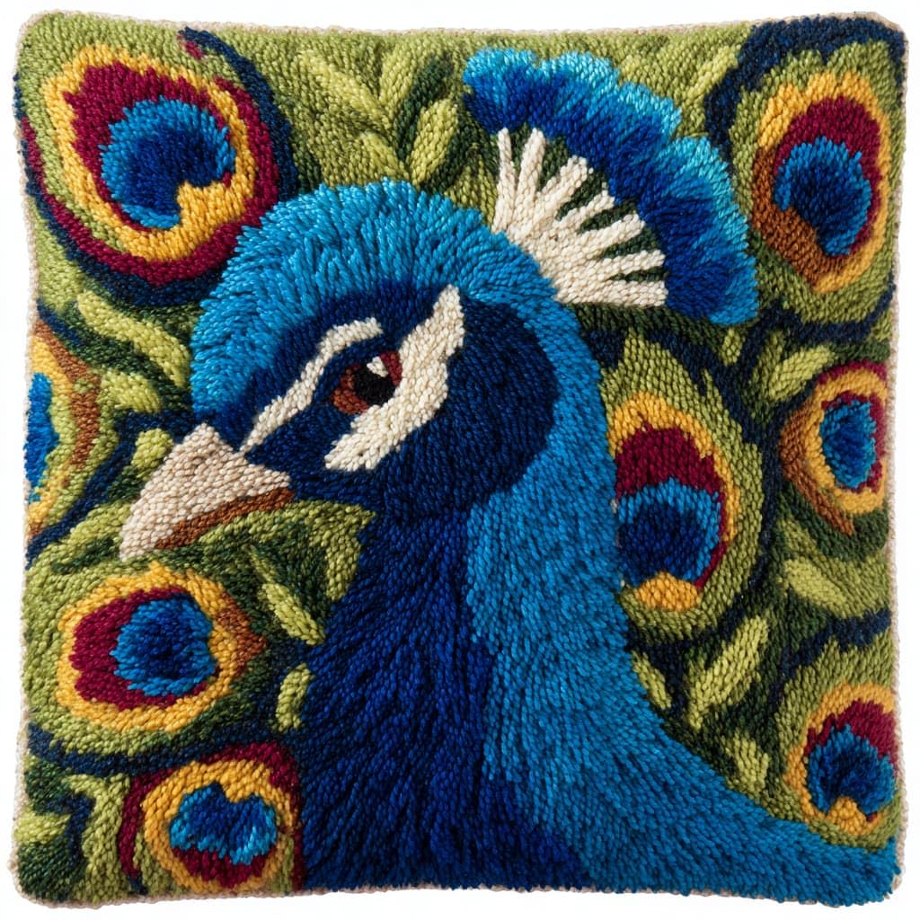 WallustrioaW Latch Hook Kits for Adults,Animal Peacock