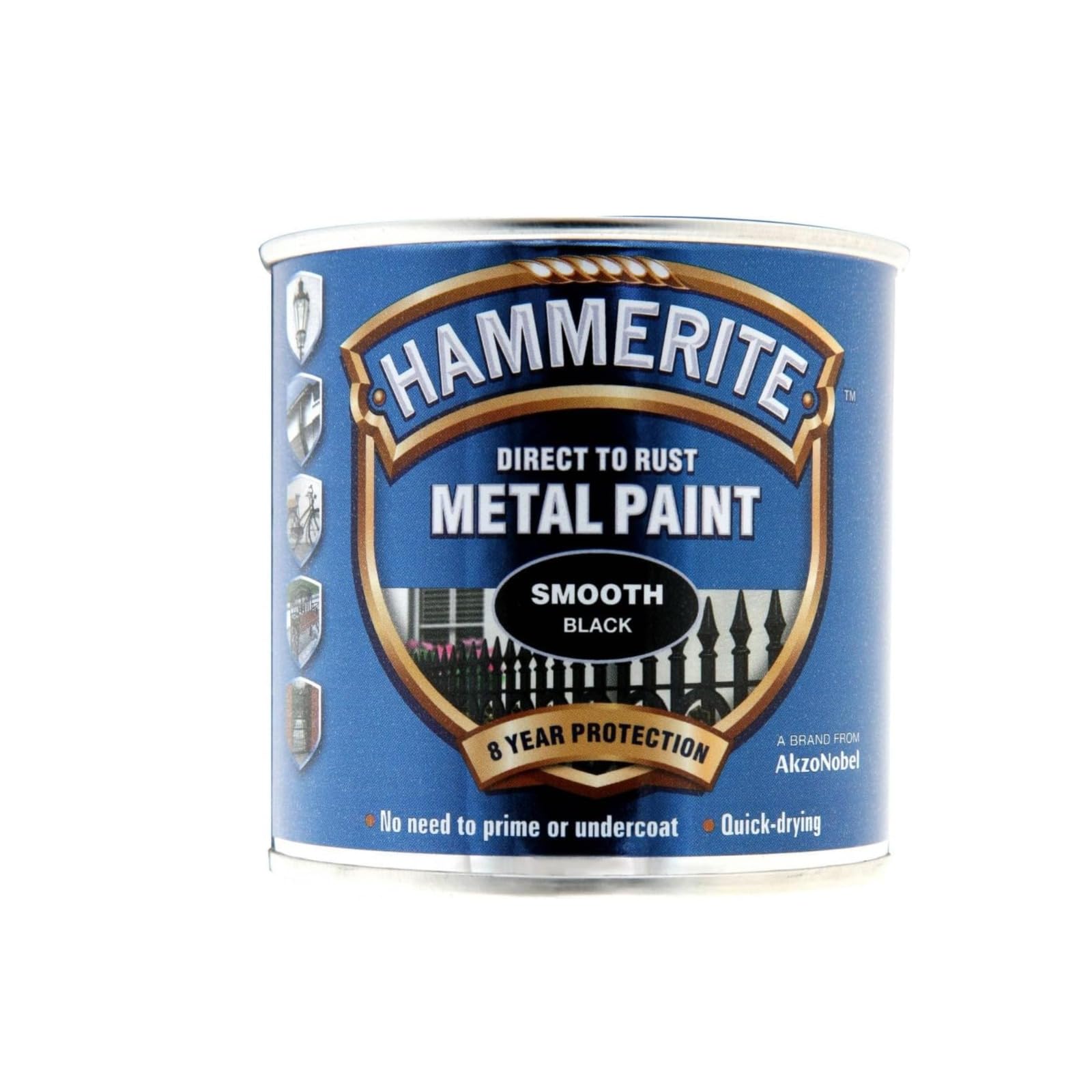 HOCHSTE® Hammerite Metal Smooth Black Paint, Resists Chips, Scratches, And Fading, Quick-Drying, Choice for DIYers And Professionals, Ideal For Gates, Railings, And Furniture, (250ml)