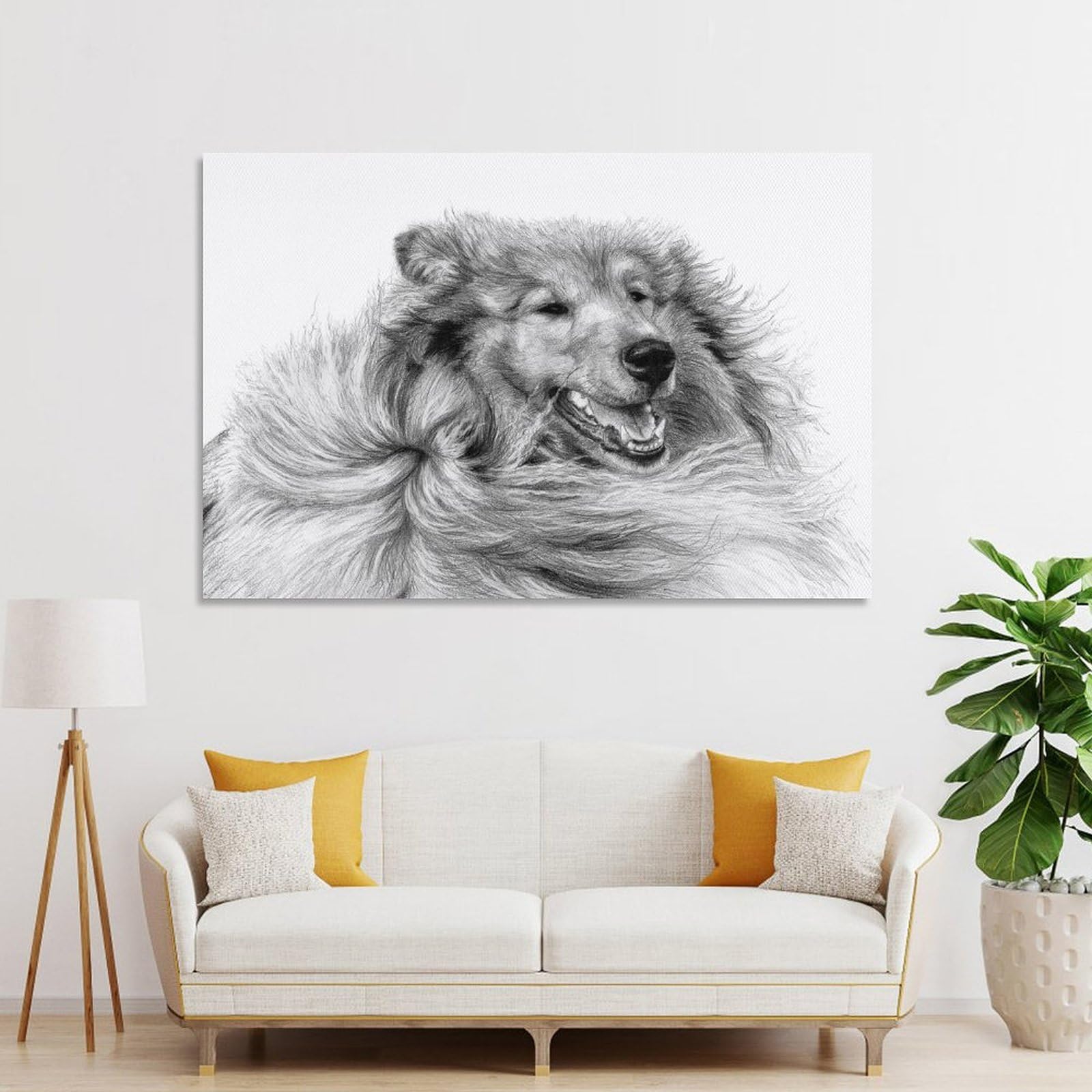 Junmoney Room Decor Wall Art Collie, 24x36inch(60x90cm), for Flats, Guest Rooms Or Compact Rooms, Wall Decor with Flexible Room Appeal