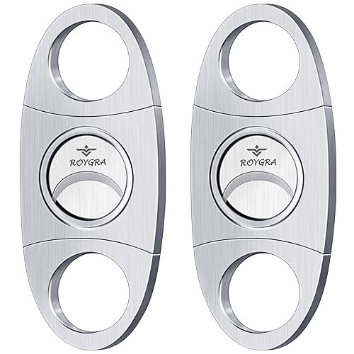roygra Cigar Cutter 2 Pack, Stainless Steel Double Blade Guillotine
