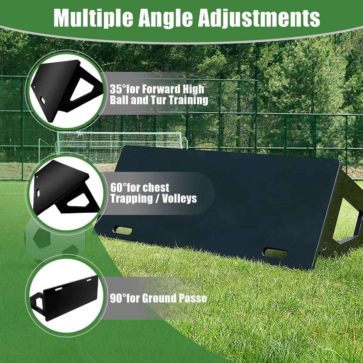 Soccer Rebounder Board, Soccer Wall Kick Back Trainer, Dual Angle Football Rebounder Wall Board, Football Training Equipment Accessories to Improve Passing Skills