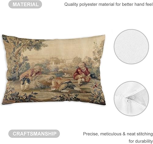 Miniatura 3 de Synthwave Aubusson - Fundas de almohada con estampado francés antiguo de 12 x 20 pulgadas, almohadas decorativas para decoración del hogar, almohada