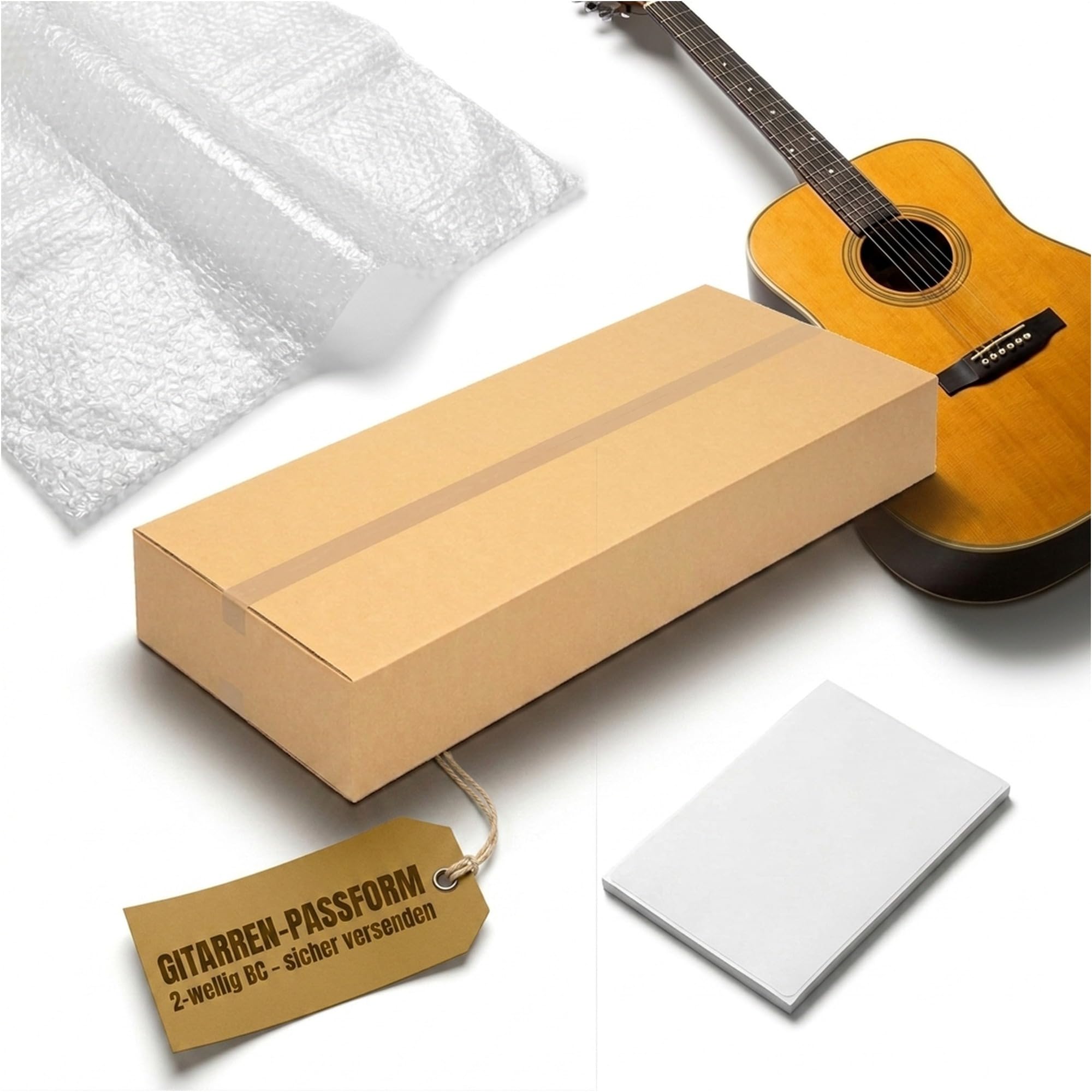 KK Verpackungen Gitarrenkarton 2-wellig | 50 Stück, 1180 x 475 x 165 mm | Versandkarton für Gitarre, Fefco 0201 Transportbox Wellpappe | Gitarrenversandkarton Versandverpackung