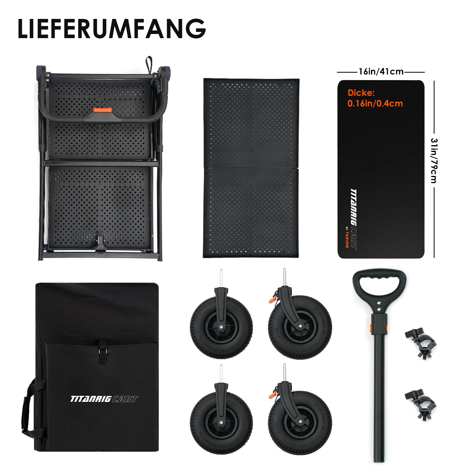 TARION Faltbarer Kamerawagen Filmwagen Fotowagen– Robuster Kamera Rollwagen mit Schwenkrädern, Hohe Tragkraft für Film, Studio & Bühne – Profi Videowagen für Fotografen & Filmemacher Titanrig Cart