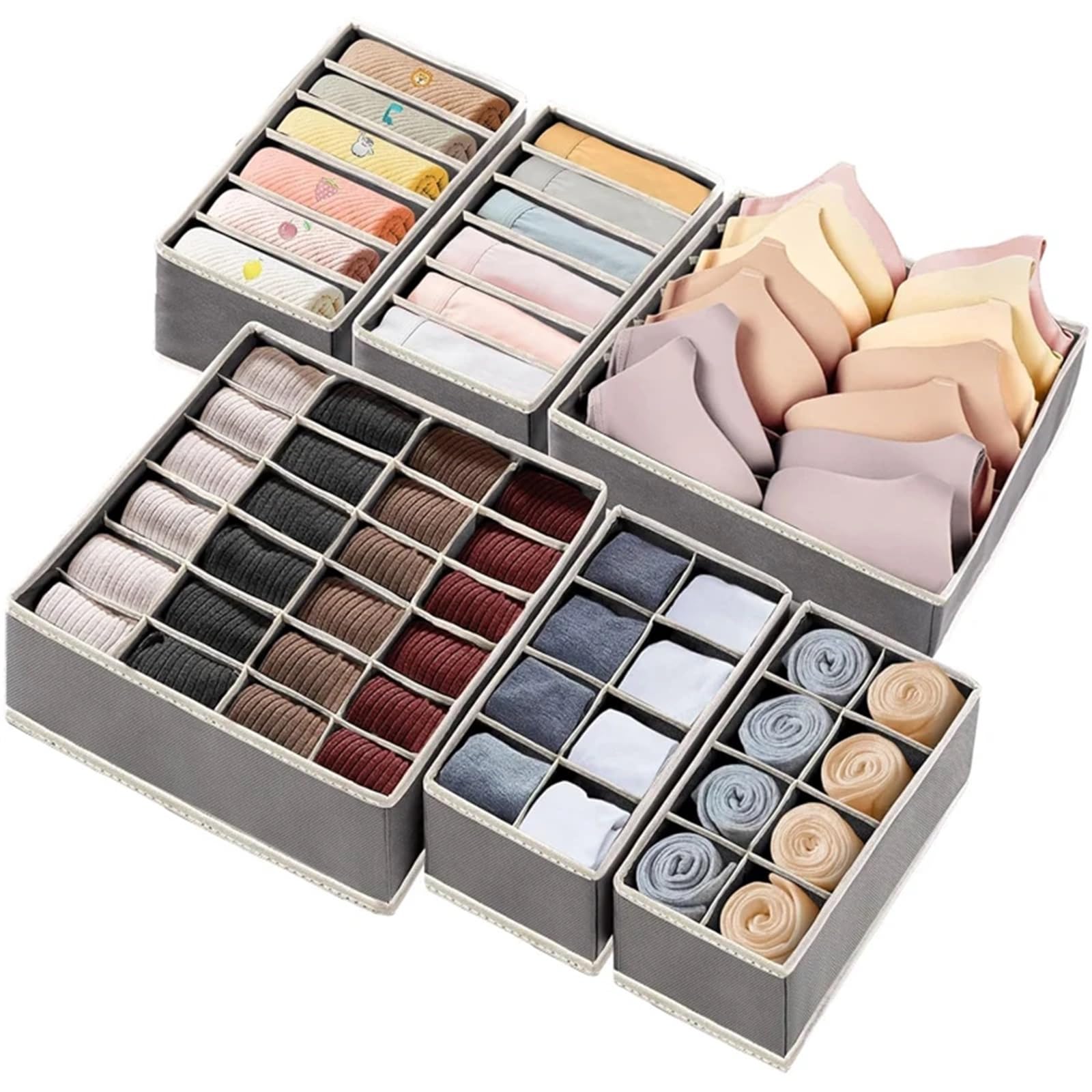 Pudełko do przechowywania bielizny, Organizer na bieliznę, skarpetki i biustonosze. Składane etui(Beige 4pcs)