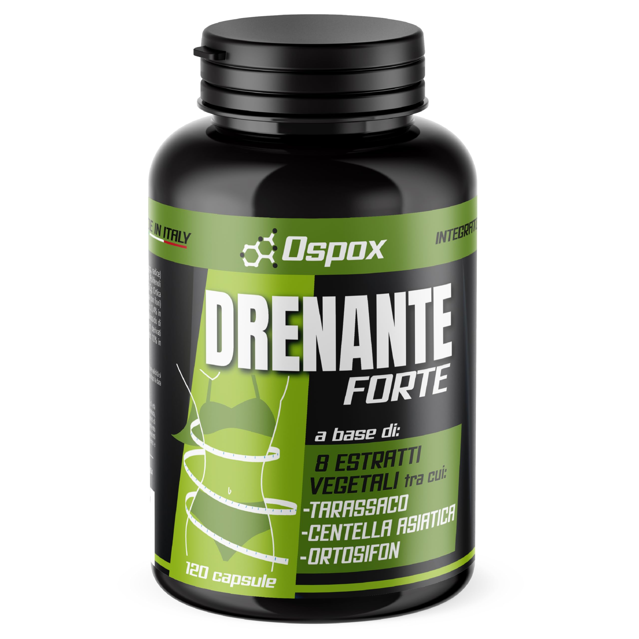 OSPOX Drenante Forte Diuretico 120 Capsule - Detox x Ritenzione Idrica, Cellulite Gambe e Pancia - Made in Italy