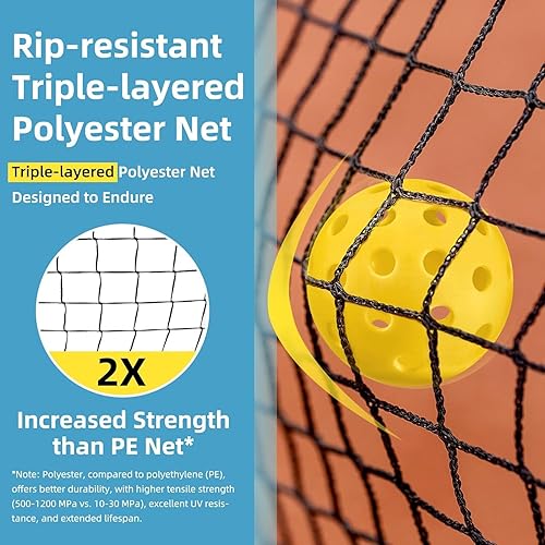 Miniatura 2 de MangoStar Pickleball Net, 22FT Portable Pickleball Nets with Exclusive Ball Holder, Court Marker, 4 Pickleballs, Tape Measure, Regulation Size
