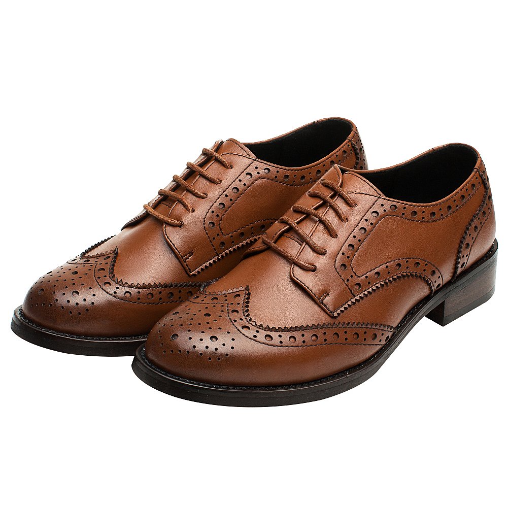 rismart Mujer Brogue Dedo del Pie Puntiagudo Puntas De ala Oxfords Zapatos De Cordones