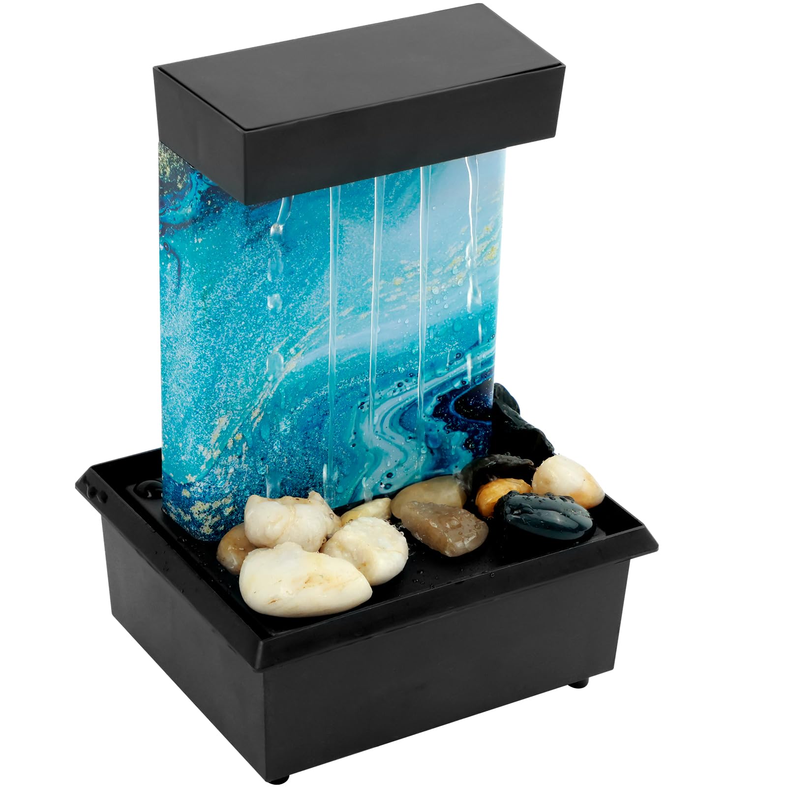 Tabletop Fountain with Light Battery/USB Operated Mini Indoor Water Fountain Feature Zen