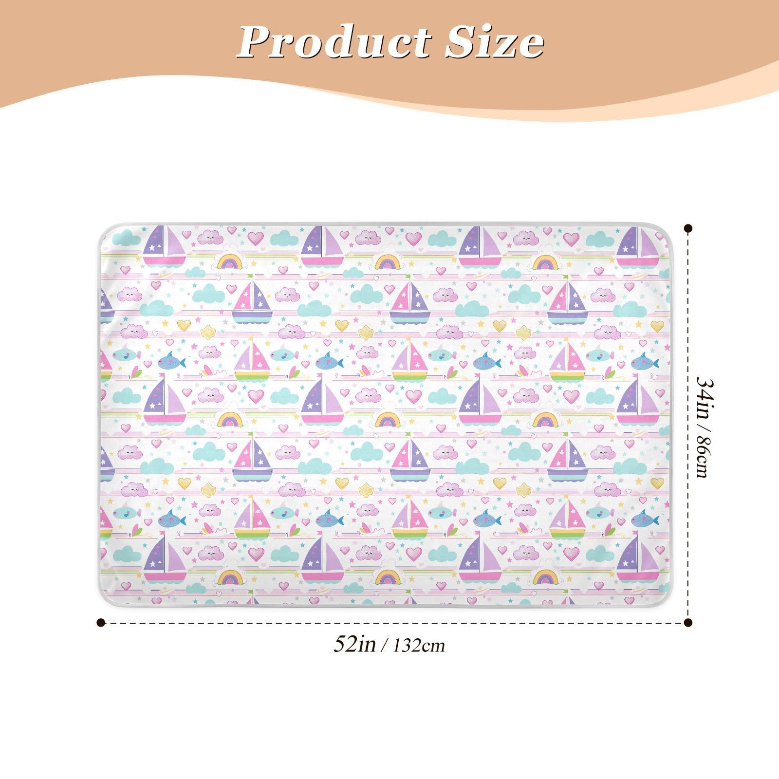 Sailboat Island Cartoon Bed Underpads Highly Absorbent Bed Pad Leakproof Quick Drying Toddler Bedding Products for Children Adults Pets , 52