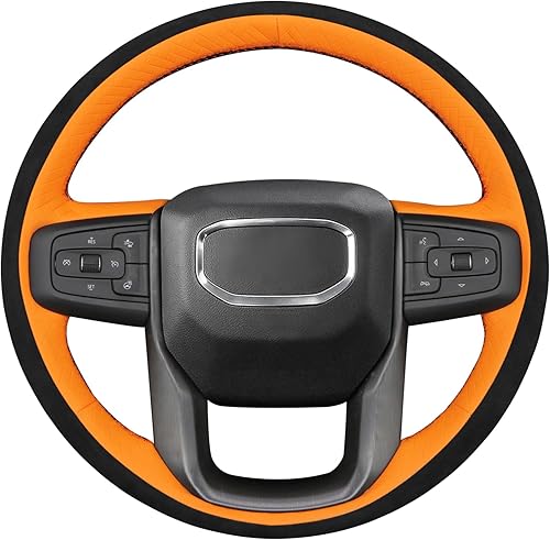 Vista 10 de MEWANT Funda para Volante para GMC Sierra 1500 / Sierra 1500 Limited/Sierra 2500 / Sierra 3500/ Yukon (XL) Envoltura de Volante Cosida a Mano Cuero