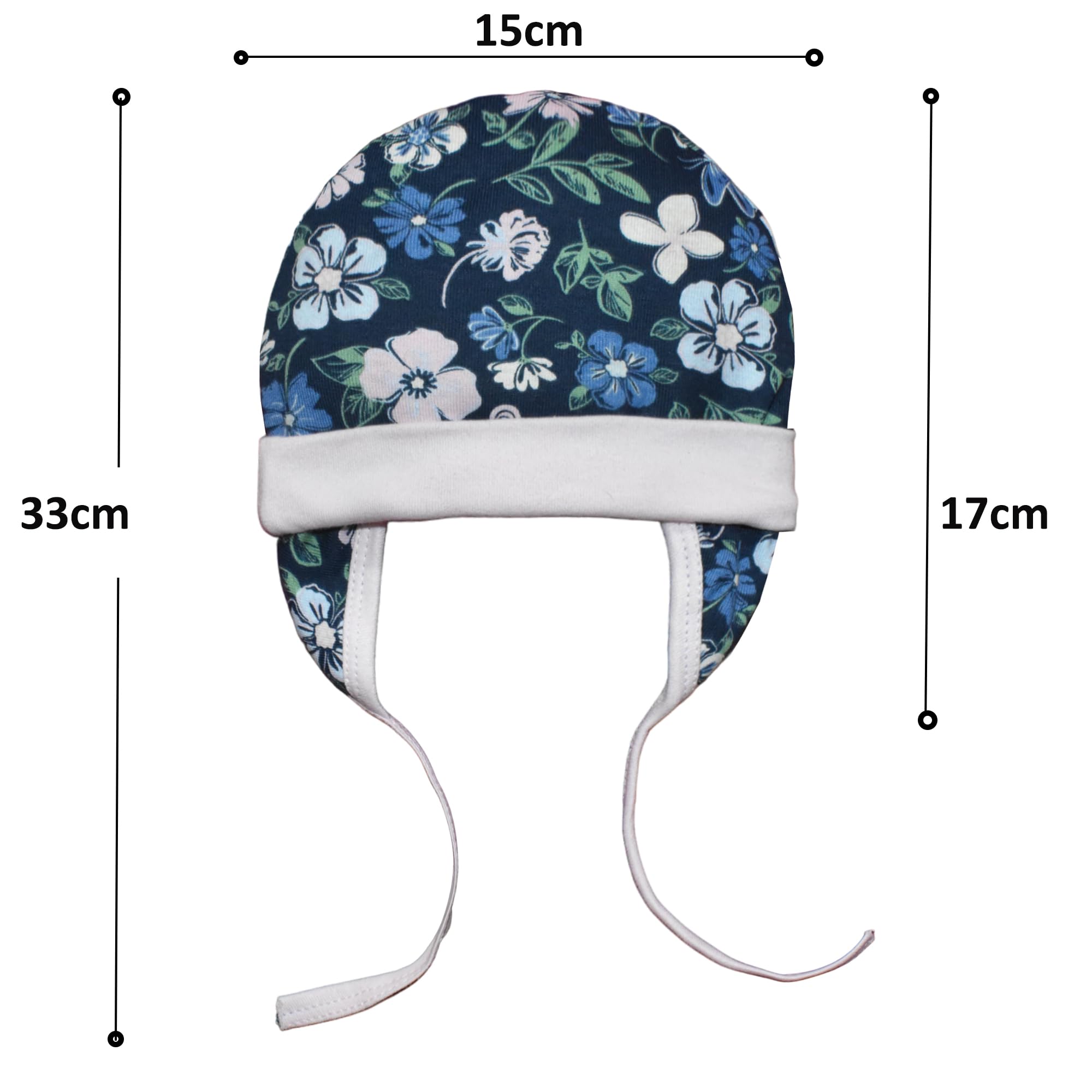 VParents Cotton Cap for New Born Baby Baby Boy&Girl (0-6 Months)-Pack of 3 Multicolor - Image 6 thumbnail