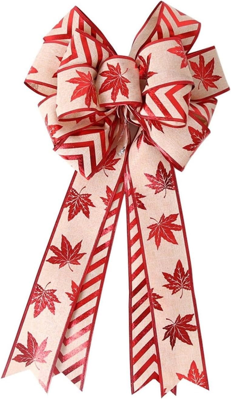 2pcs Double Christmas Bow Pendant - Home, Supermarket Showroom with Snowflake Maple Leaf Christmas Tree Patterns(2 Pieces Christmas Tree)