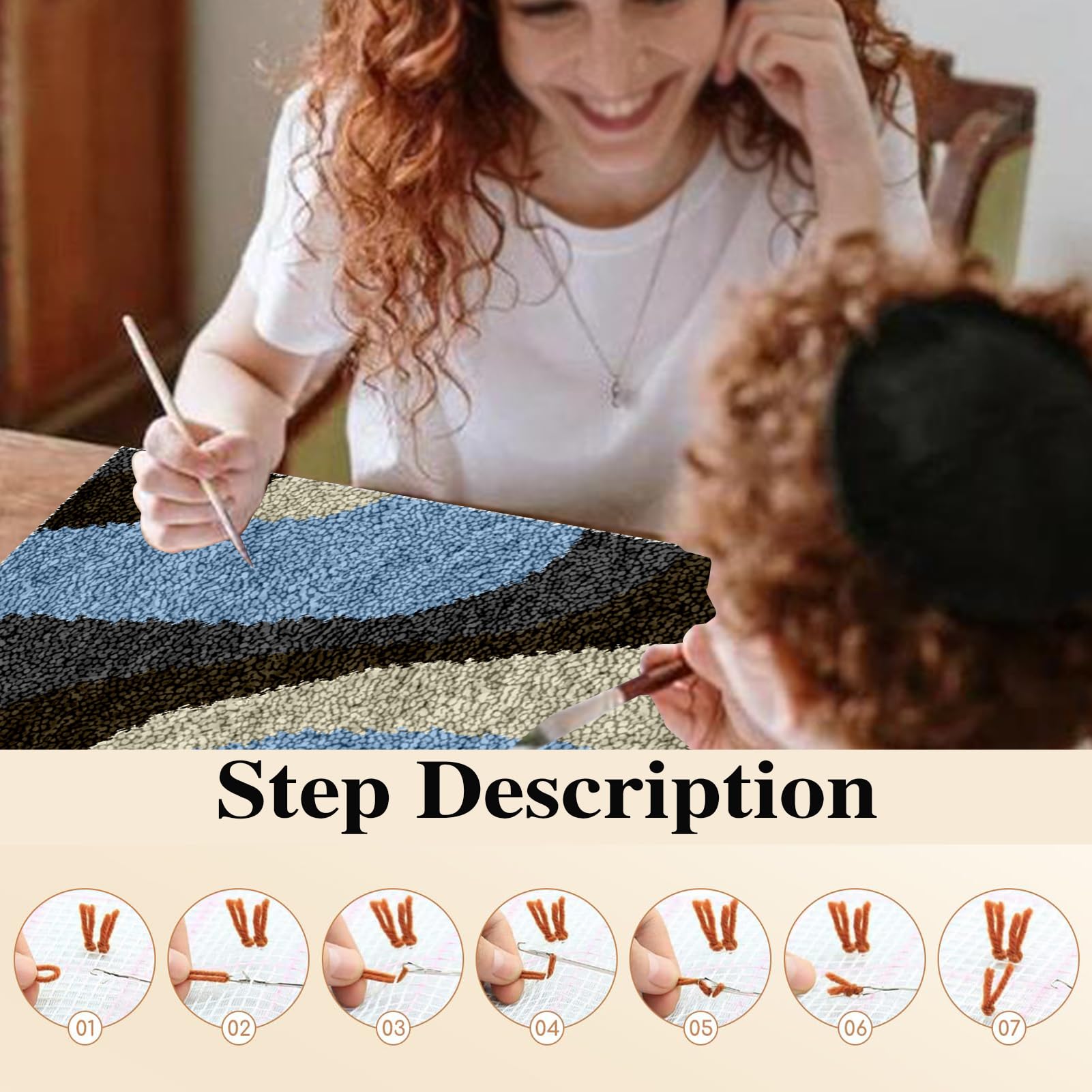 Kit Ganci a Chiavistello per Adulti, Kit Gancio di Chiusura Tappeto, Fai da Te Tappeto Kit da Ricamo per Principianti, Tappeto per Uncinetto Latch Hook Rug Kit, Ricamo a Punto Croce 38 x 52 cm