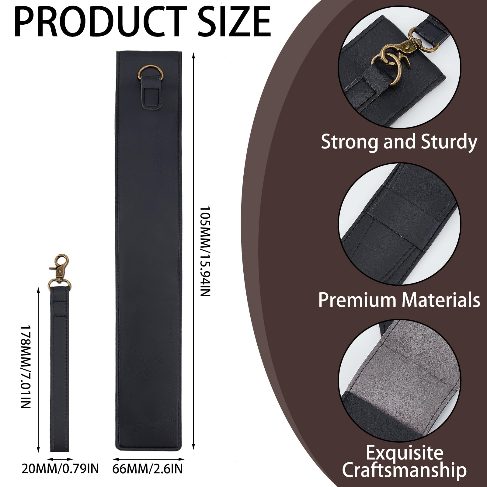 NICENEEDED Drum Stick Bag, Portable Drumstick Case, PU Leather Drumstick Holder for All Drumsticks and Percussion - Image 3