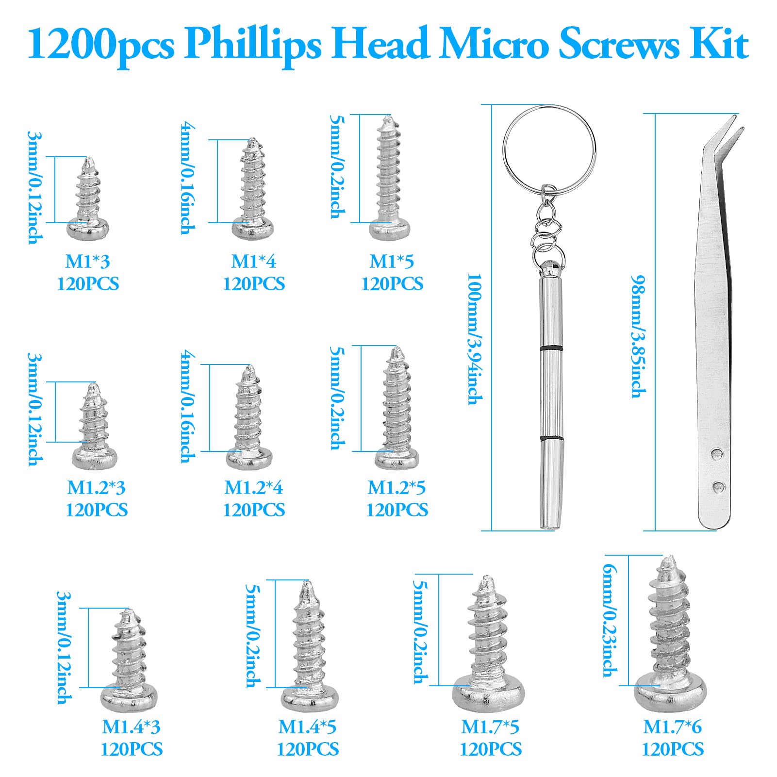 Set 1200 Viti Autofilettanti Mini - Per Riparazioni Orologi, Telefoni, PC - Foto 3