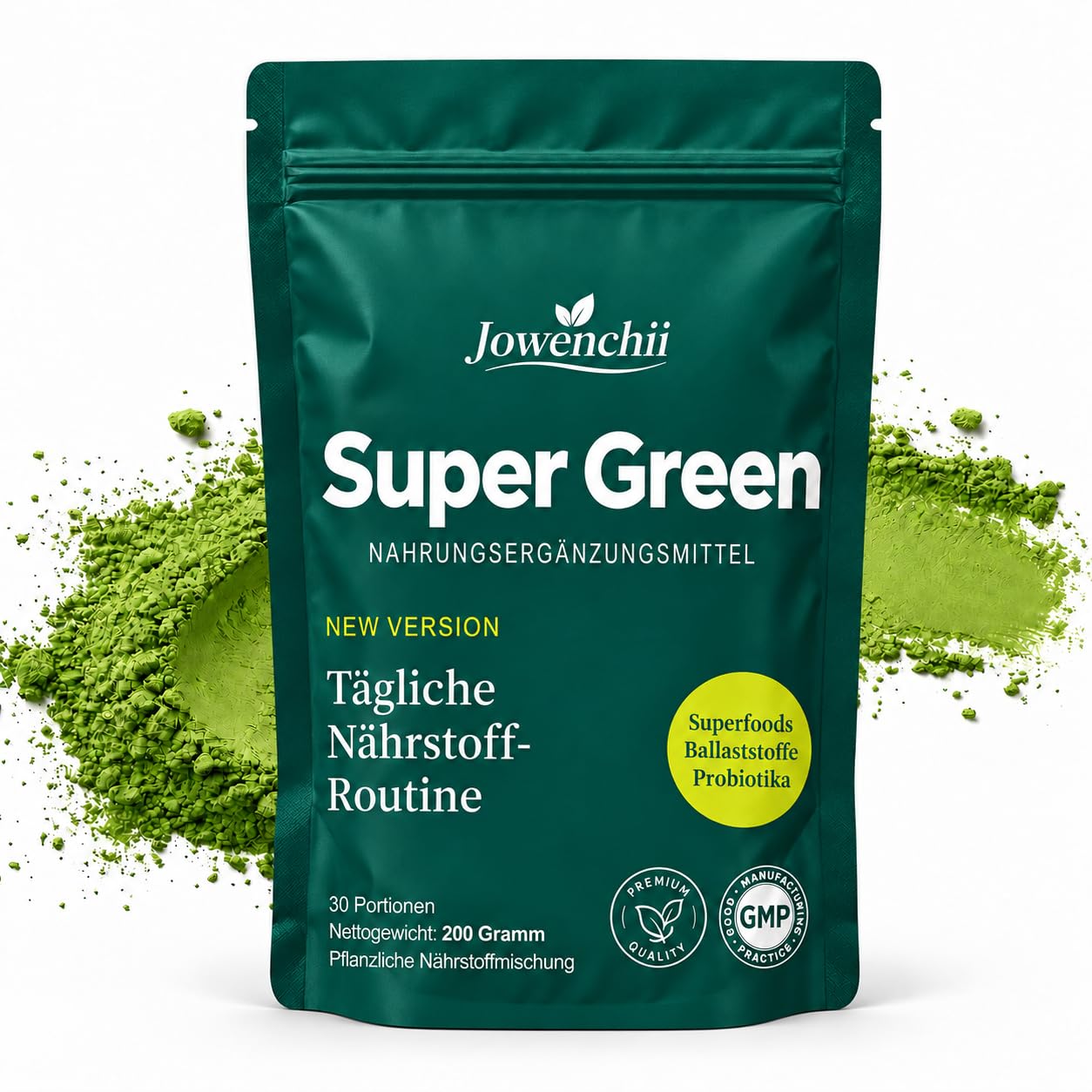 Grüne Entgiftungspulver, 200g Super Greens Pulver Helfer – Pflanzliche Superfood-Mischung mit Gerstengras, Weizengras, Spirulina, Chlorella & Cholin für Abnehmen, Verdauung, Energiestoffwechsel, Leber