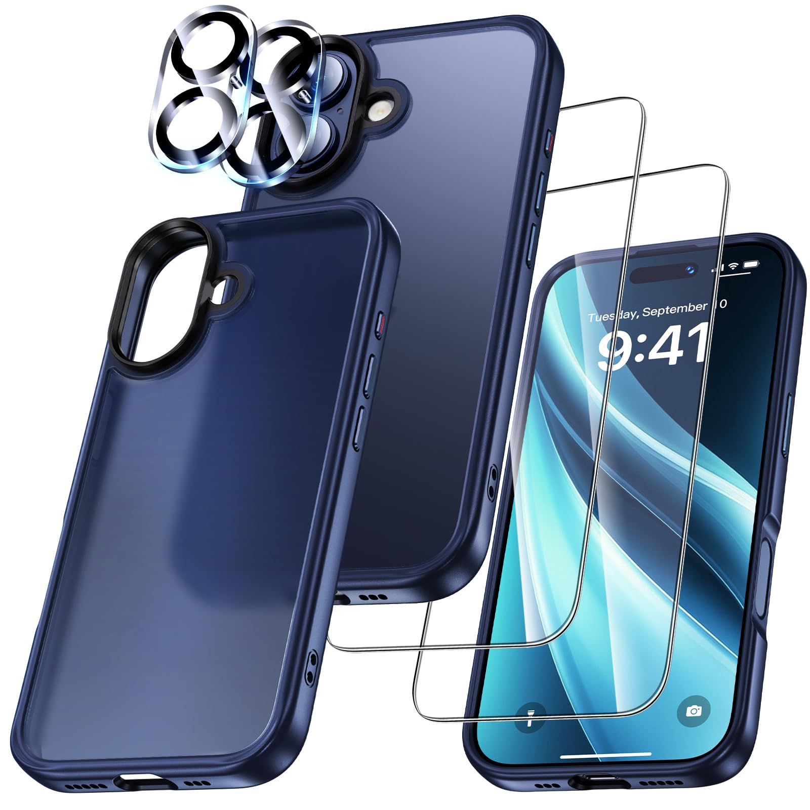 UniqueMe für iPhone 17 Hülle - Handyhülle für iPhone 17 Case,Rundumschutz Schutzhülle Cover, 1 Handyhülle & 2 Schutzfolie - Transparent