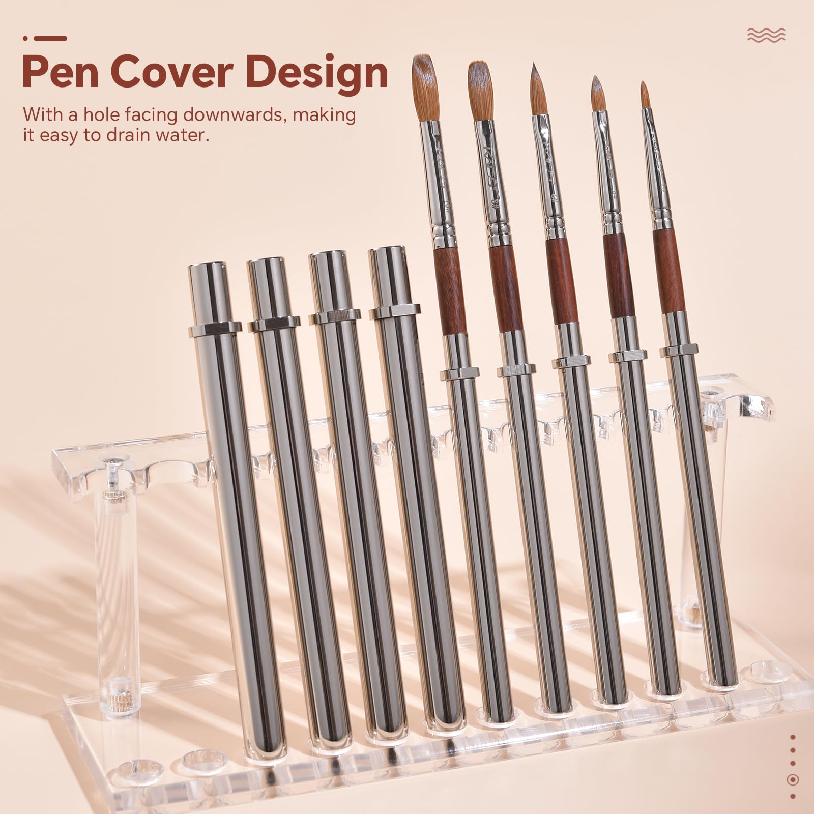 KADS Acrylic Nail Brush with Penholder Nail Brush for Acrylic Application-Oval Shaped Powder Nail Design Tools for Manicure DIY Home Salon (6#) - Image 3