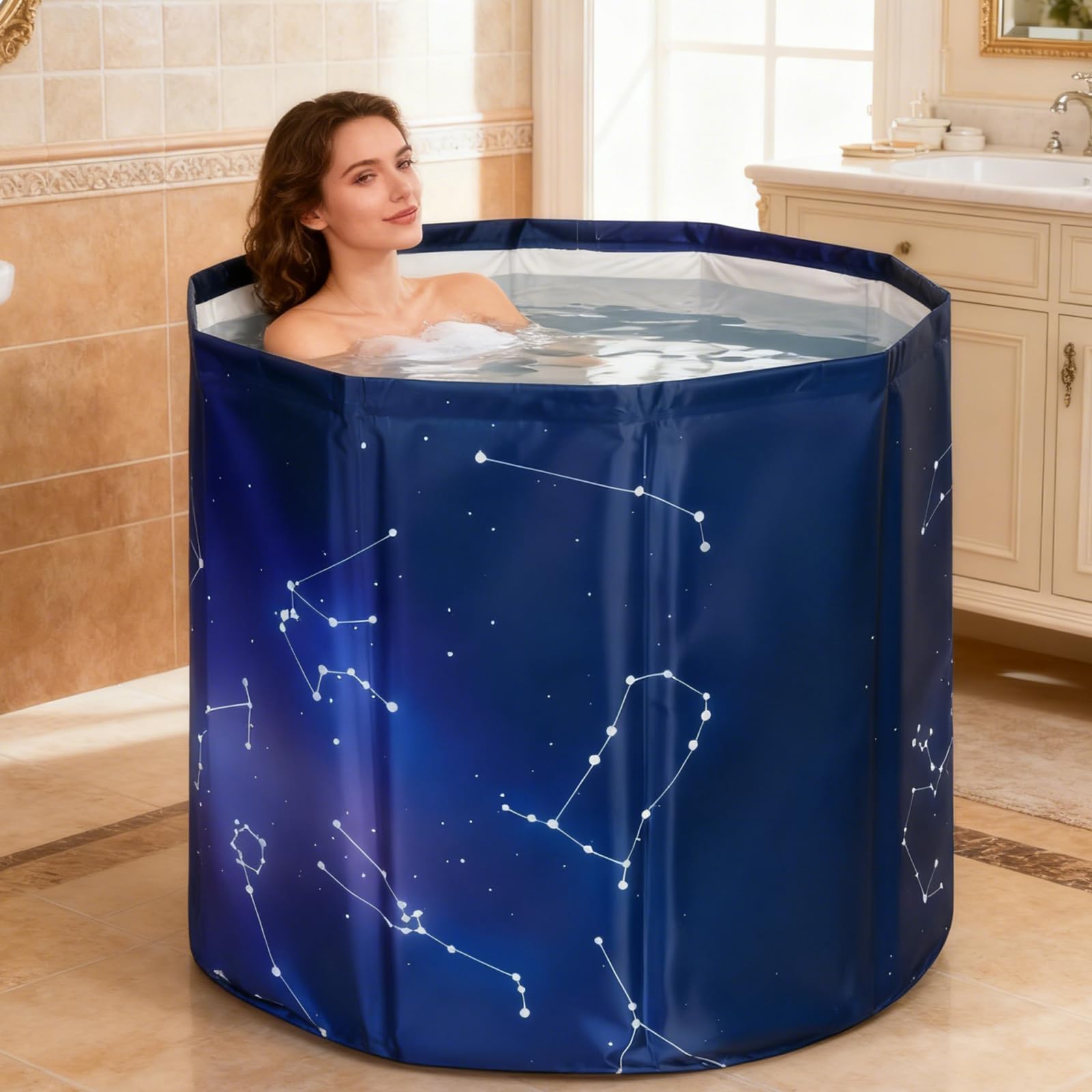 YYW Baignoire pliable pour adultes, grande baignoire plongeante pliable pour récupération, convient pour la maison, l'extérieur, les gymnases (Planet Purple 80 - Ensemble isolant)