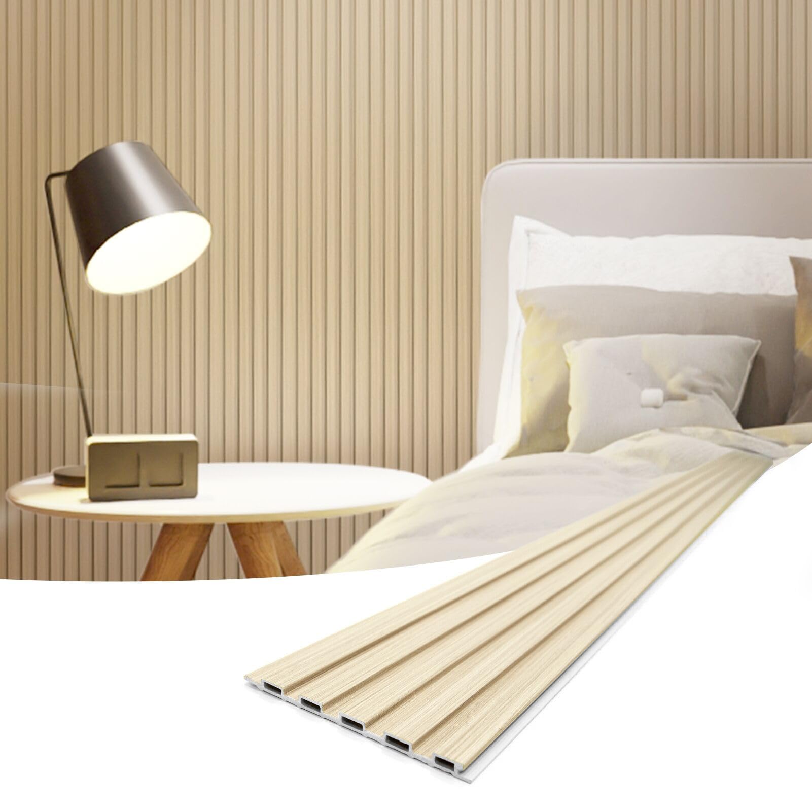 Photo 1 of Art3d 96 x 6 Inch WPC 3D Wood Textured Slat Wall Panels, 8-Pack, Oak
