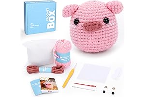 CROCHET BOX Crochet Kit for Beginners: Easy Pink Pig Crochet Kit, Perfect Gift