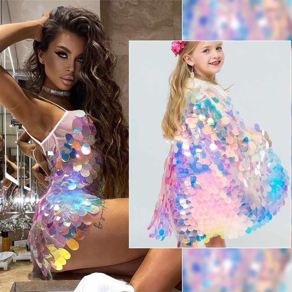 Pailletten Set 1340 Stück - 8 Größen, Blau, Mit Loch Zum Nähen & Basteln