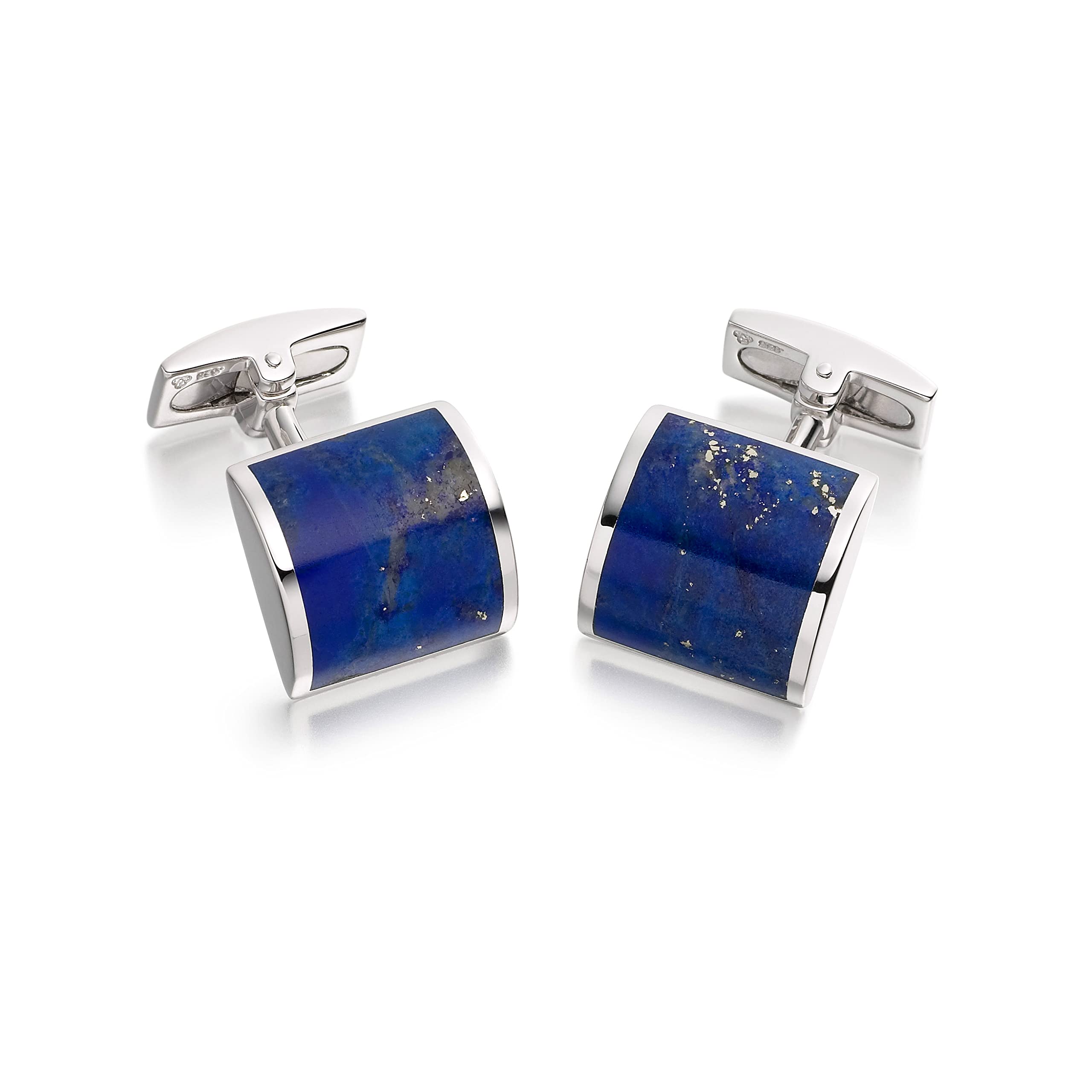 Boutons de Manchette Carrés en Lapis Lazuli et Argent Sterling pour Homme