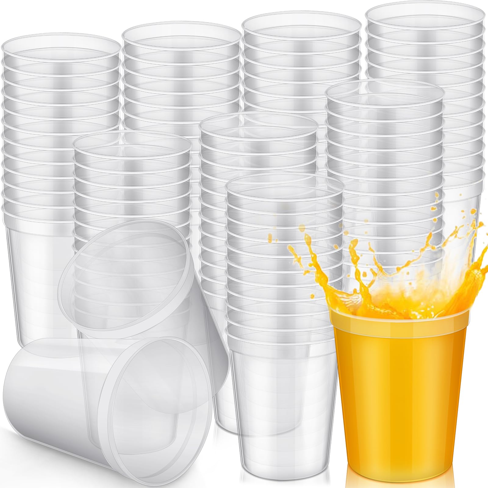 Yungyan 16oz Stadium Cups Reusable Plastic Cups Blank Drink Tumblers for Parties, Events, DIY Projects,4.5 x 3.54 x 2.72 Inch
