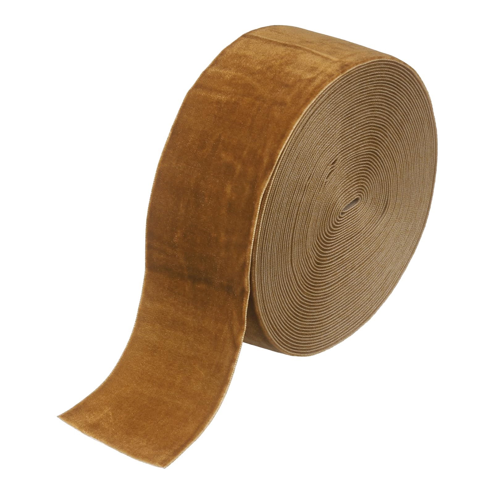 sourcing map Velvet Ribbon 2 Inch x 10 Yard Single Face Spool Silky Velvet Fabric for Bouquets DIY Crafts Gift Wrapping Wedding Party Light Brown
