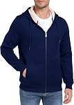 MoFiz Mens Full Zip Fleece Jacket Sherpa Lined Hoodie Jacket Warm Coat with Zipper Pocket