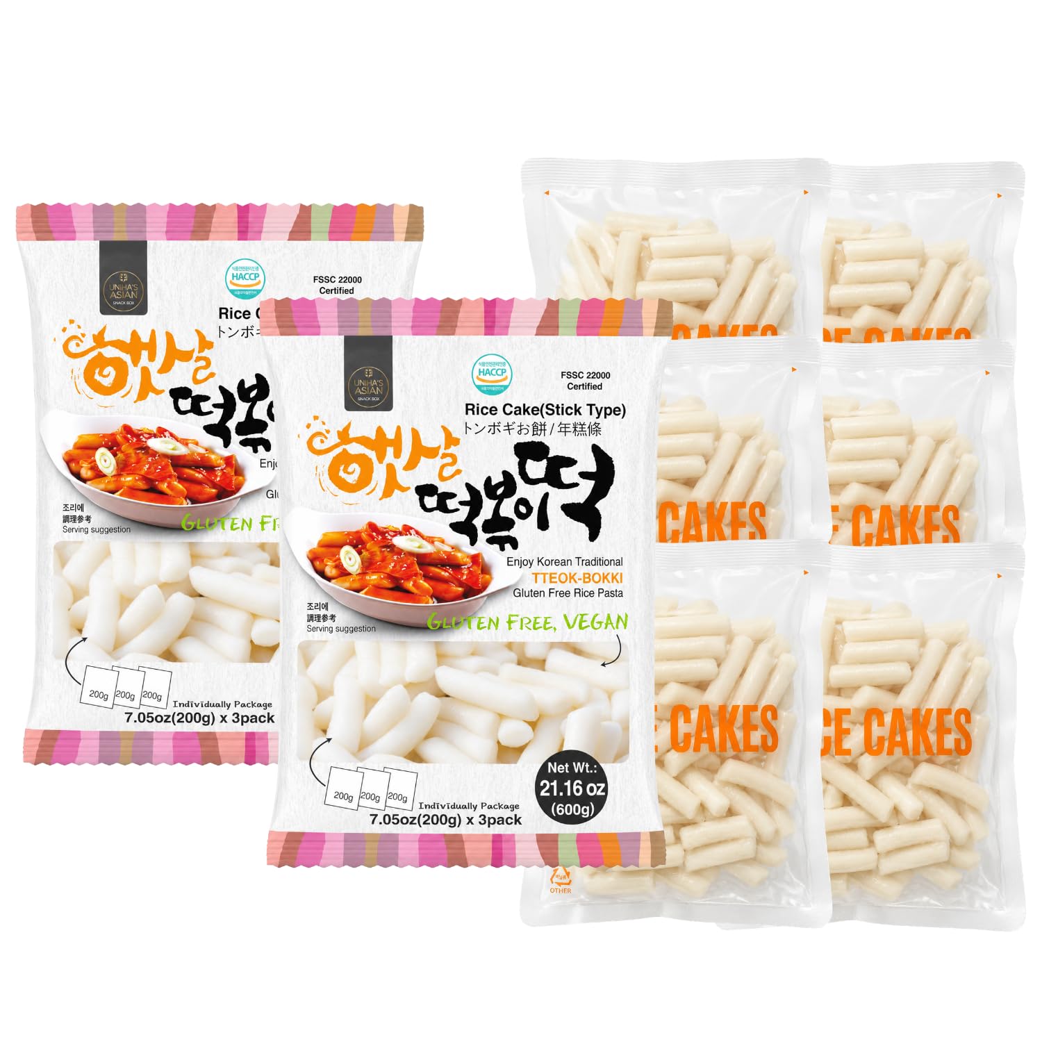 Unha's Korean Tteokbokki Garaetteok Rice Cake Sticks, 42.32 oz 2 Pack | Korean tteokbokki rice cakes, chewy tteok, tteokguk soup, rabokki ramen, hot