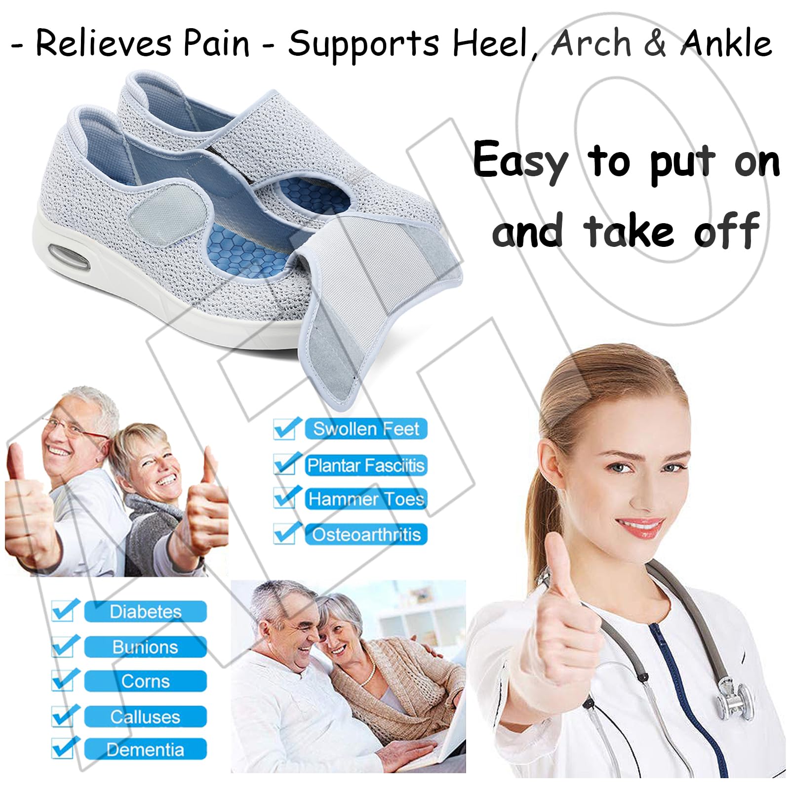 AEHO Zapatos para Pies Delicados Caminar Zapatillas Pie Diabetico Verano Hombre Mujer Ortopedico Enfermería Cómodas Ancho Especial Calzado pies Anchos Ortopédicos,Beige,40 EU